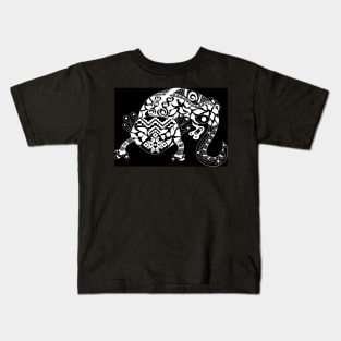 mexican axolotl ajolote in xochimilco tribal pattern in totonac zentangle ecopop Kids T-Shirt